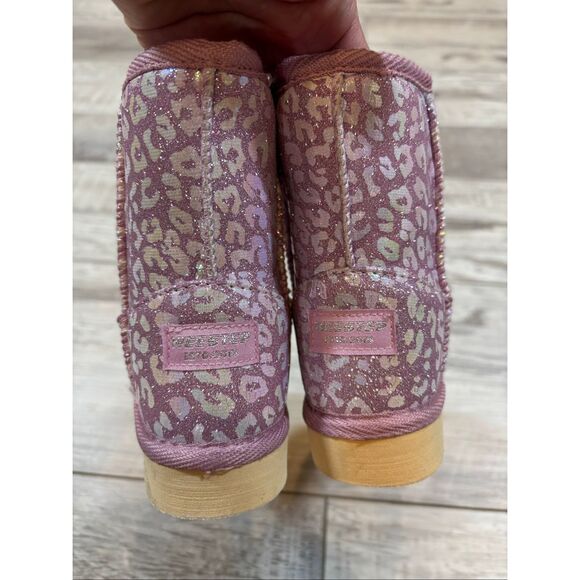 Weestep Girls pink leopard casual winter snow boots size 8 - Picture 5 of 9